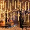 Dazzle Bright Christmas Lights Outdoor, 288LED Meteor Shower Rain Lights 12 Inch 8 Tubes, Waterproof Plug in Falling Icicle Lights Christmas Decorations for Xmas Tree Yard House Decor (Warm White)